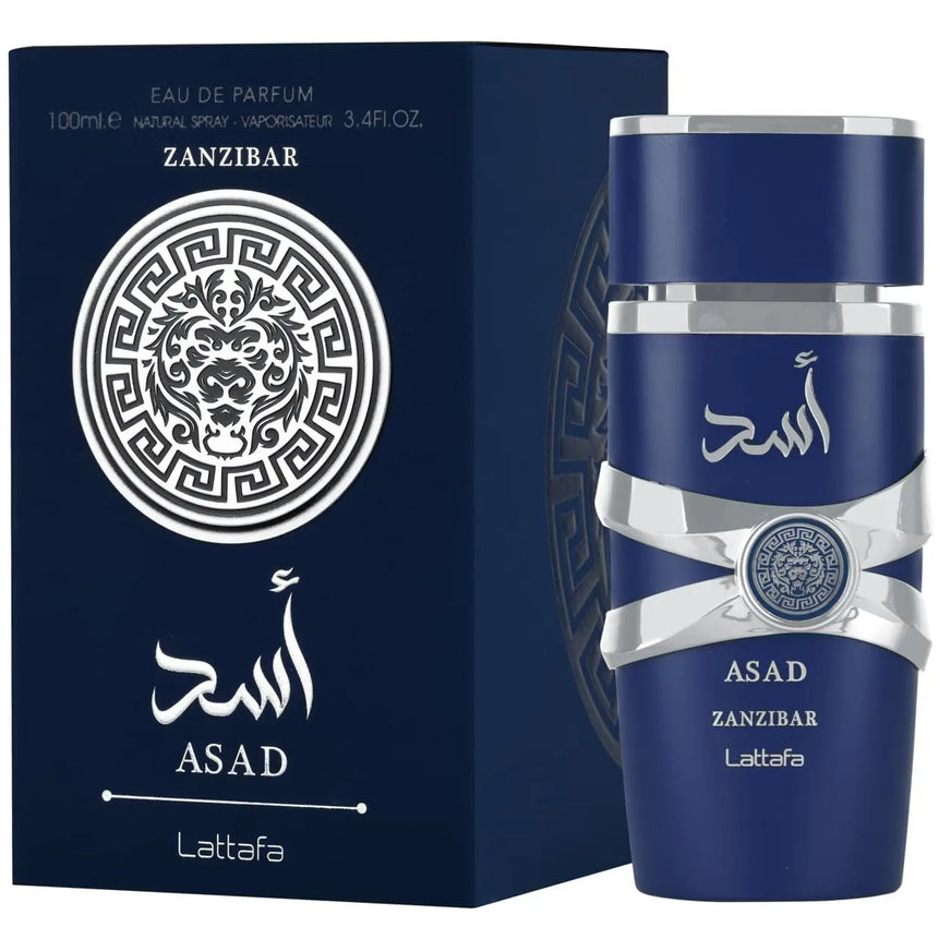 Lattafa Asad Zanzibar Eau De Toilette for Men - Fresh Spicy Vanilla Coconut Long Lasting Fragrance 3.4 Oz/100 Ml Bottle