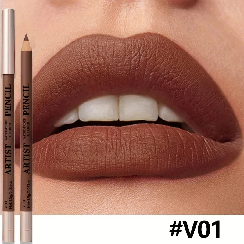 Matte Lip Liner Pencil Water-Resistant Long-Lasting Non-Dry Formula All Beige Types Matte Lip Makeup for Lipstick &Glossy Liners