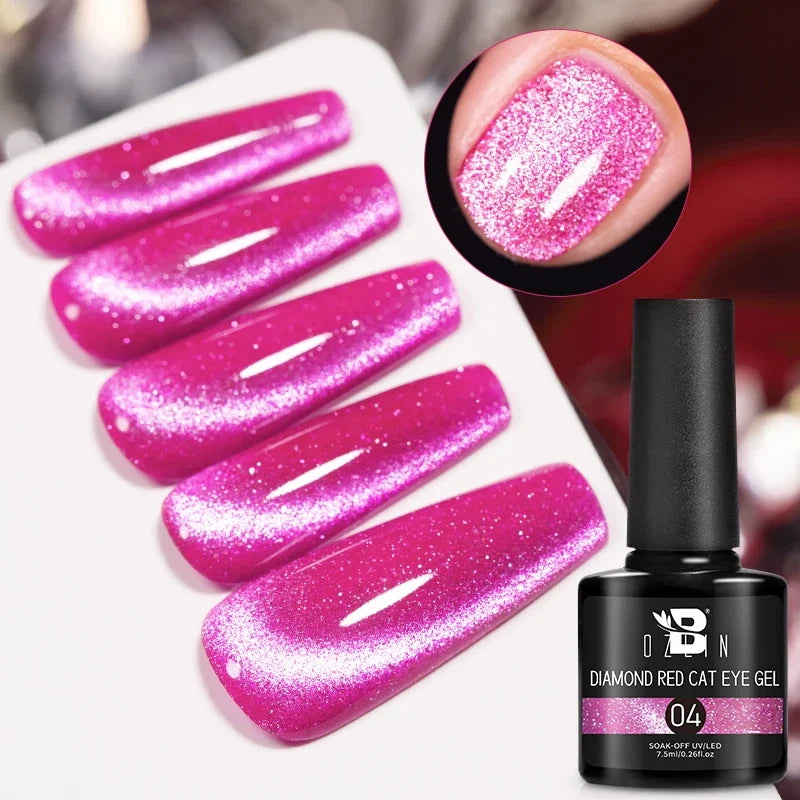 AWStorG 7.5ML Golden Gradient Cat Eye Magnetic Gel Sparkling Glitter Nail Polish Semi Permanent UV Nail Art No Need Base Color