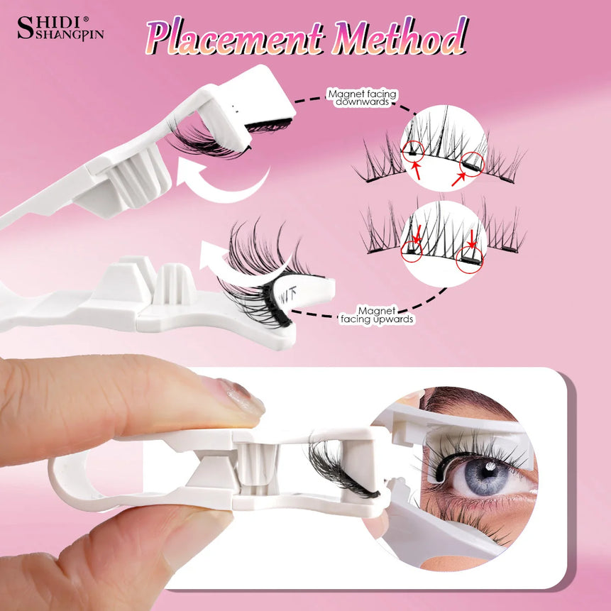 2/1 pair Reusable Magnetic Eyelashes Natural Curler Eyelash Extension Tweezers Set Easy to use Glue Free False 3D Mink Eyelashes