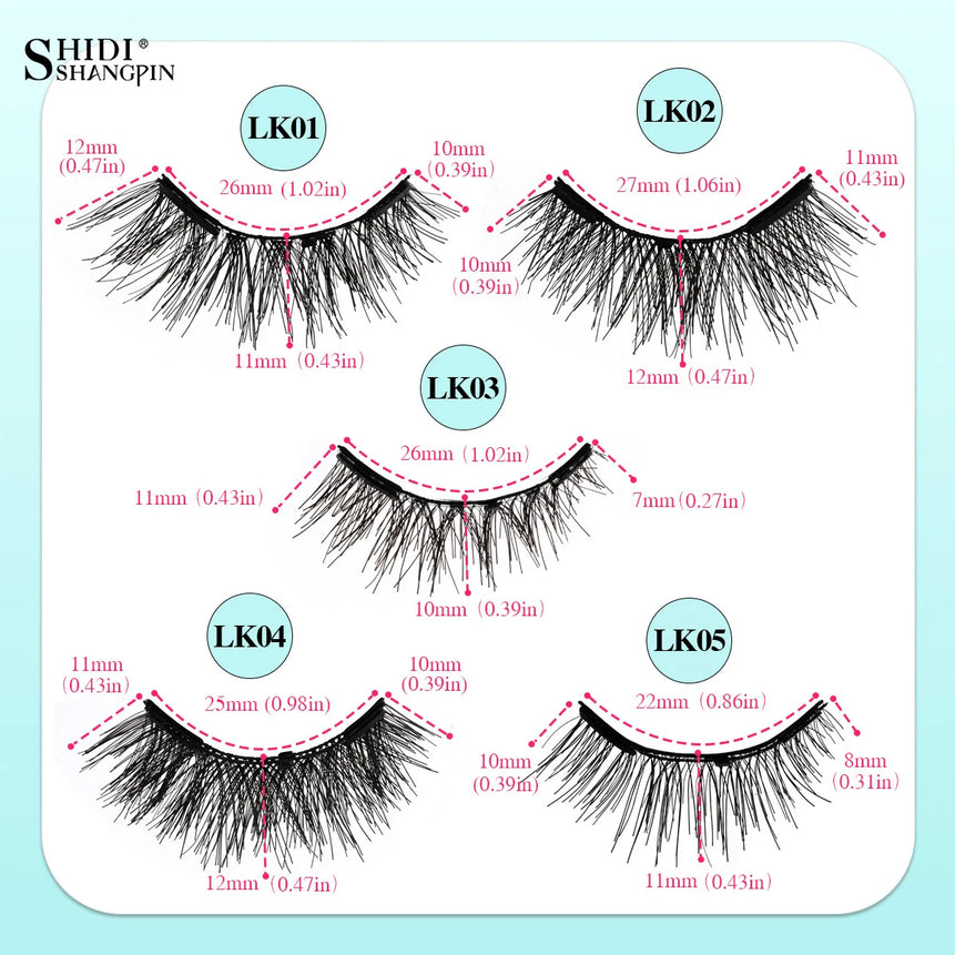1/2 Pairs Magnetic False Eyelashes Kit Natural Curly Faux Lashes No Glue Needed Magnetic Fake Eyelash with Tweezers Makeup Tool
