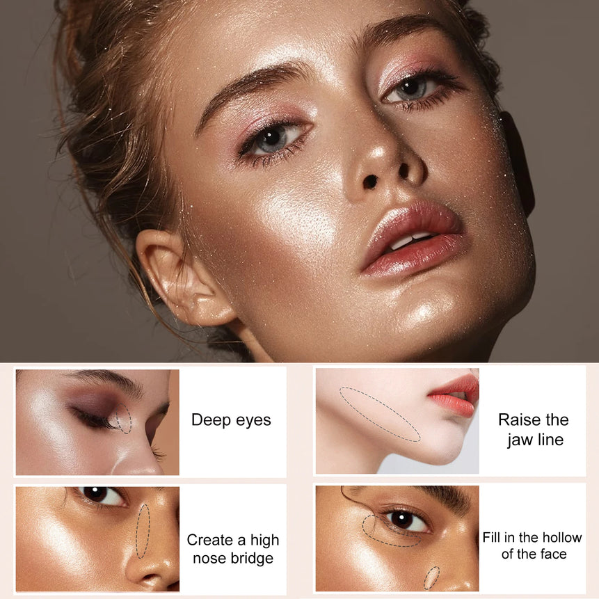EELHOE Contouring Shimmer Stick Nose Bridge Shadow Three-dimensional Contour V Facial Shape Brighten Trimming Highlighter Cream