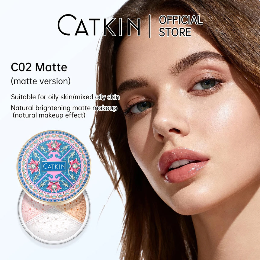 CATKIN Makeup Loose Setting Powder, Oil Control Poreless Face Powder Suitable for All Skin Tones and maintain matte and natural