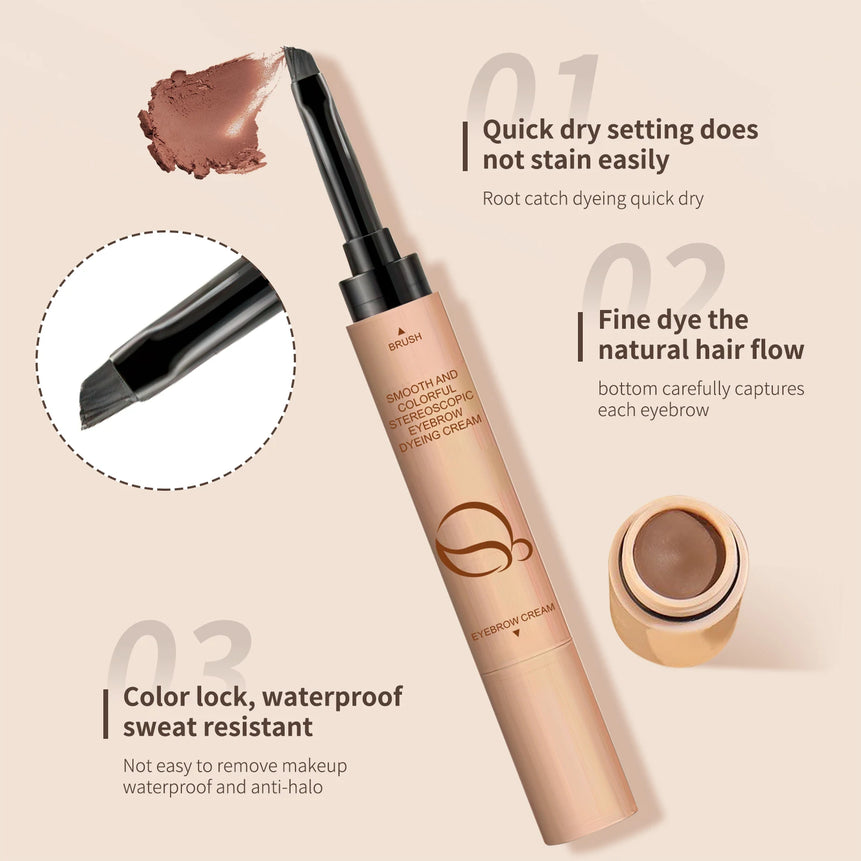 OCHEAL  2 In 1 Eyebrow Dyeing Cream 3 Colors Waterproof  Tinted Long-lasting Eyebrow Stamp Pencil Pomade Makeup Cosmetics