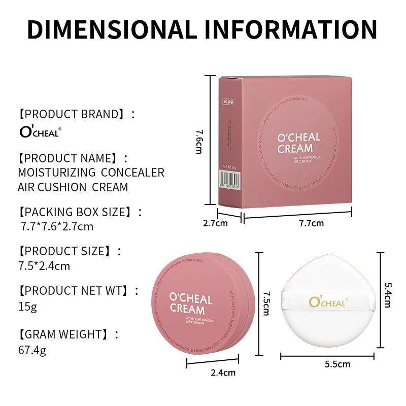 OCHEAL Cushion Foundation Cream Long Lasting Moisturizing Foundation For Face Makeup