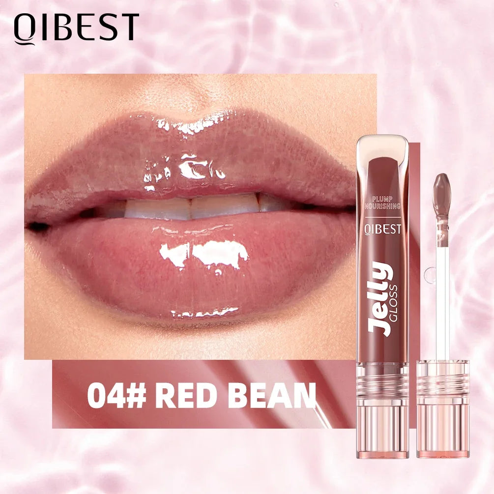 QIBEST Mirror Pearl Lip Gloss Long Lasting Moisturizing Lipstick Shine Glitter Lip Glaze Women Non Stick Cup Lip Tint Cosmetics