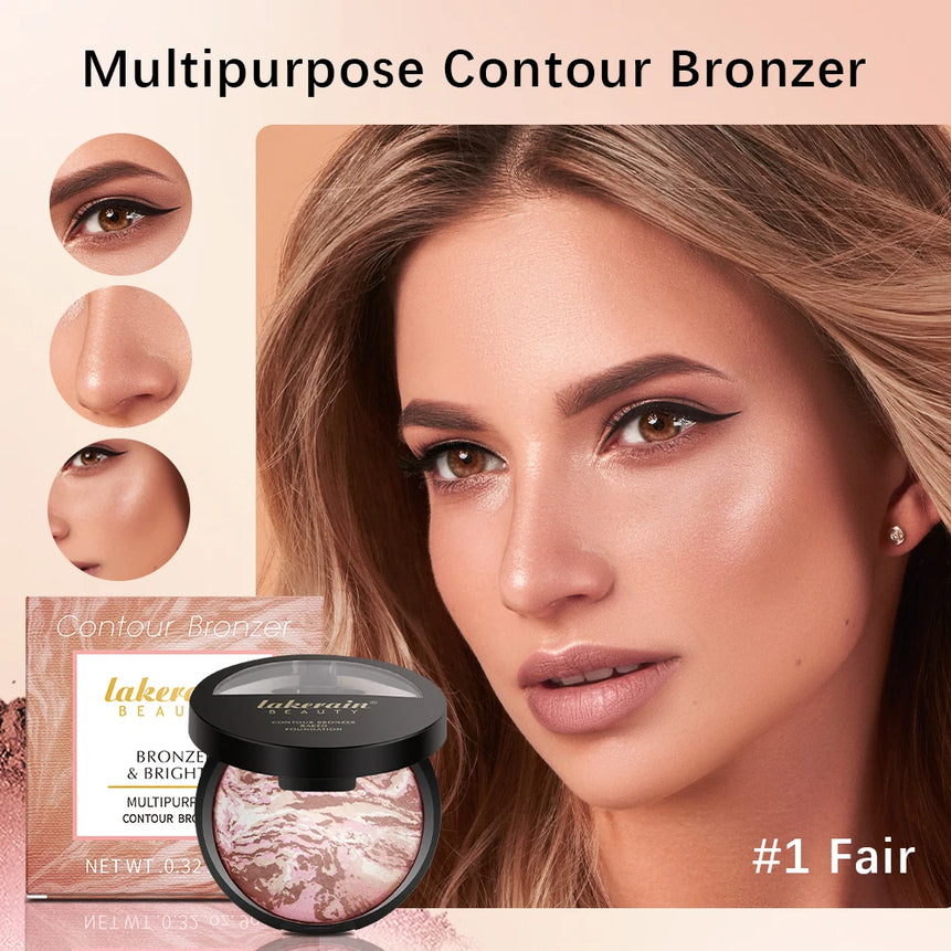 Demi Matte Natural Finish Baked Brighten Color Correcting Powder Foundation Buildable Light to Coverage Oil Control Makeup
