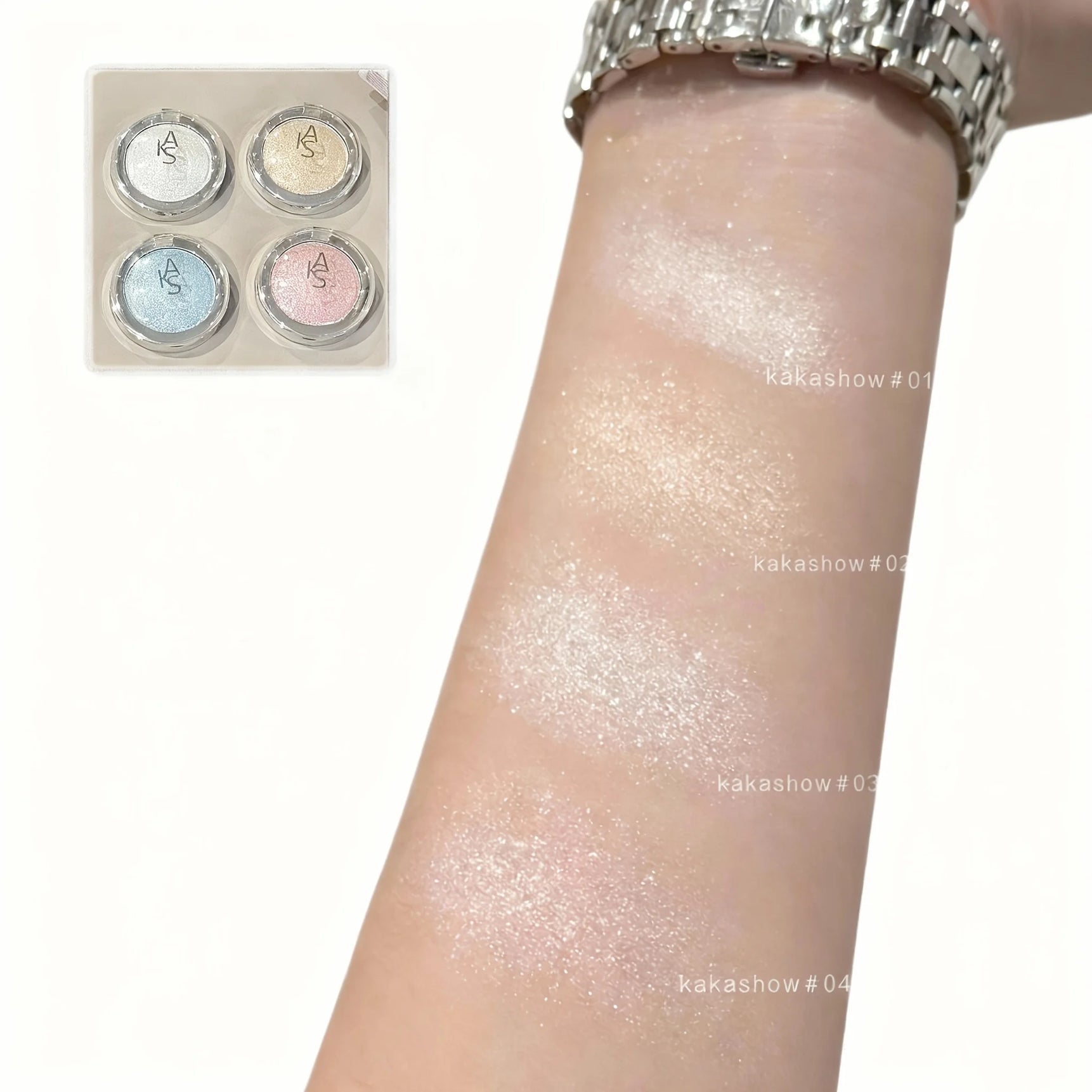 Kakashow Highlighting Cream with Pearl Shine, Fine Glitter, Long-Lasting, Non-Smudging, Eye and Face Brightening, Single Color Highlighting Cream Cosmetics, Valentine's Day Gift